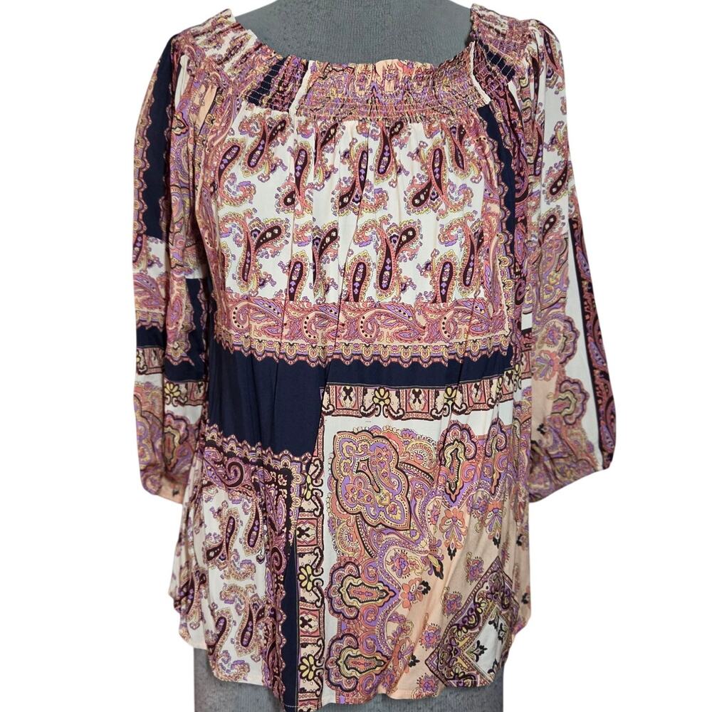 Multi Color Elastic Neck Blouse Size Medium